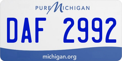 MI license plate DAF2992