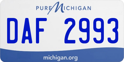 MI license plate DAF2993