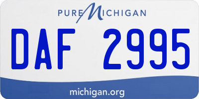 MI license plate DAF2995