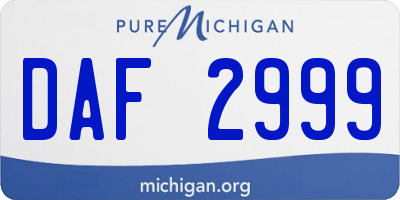 MI license plate DAF2999