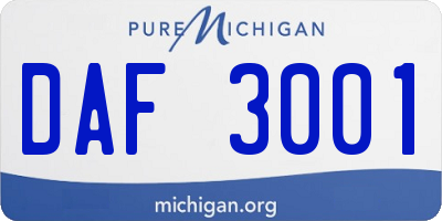 MI license plate DAF3001