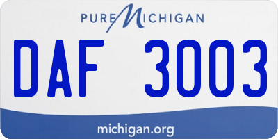 MI license plate DAF3003