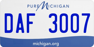 MI license plate DAF3007