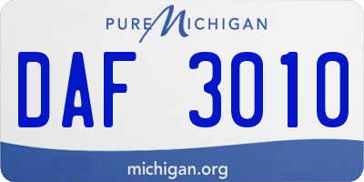 MI license plate DAF3010