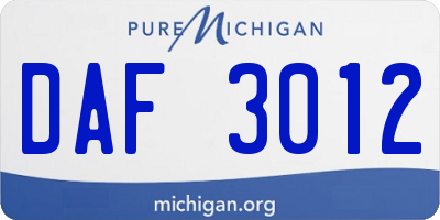MI license plate DAF3012