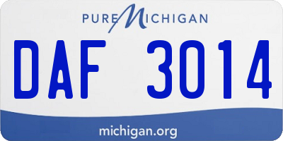 MI license plate DAF3014