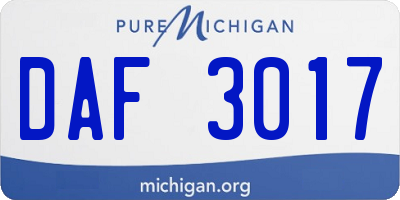 MI license plate DAF3017