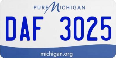 MI license plate DAF3025