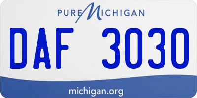 MI license plate DAF3030