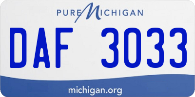 MI license plate DAF3033