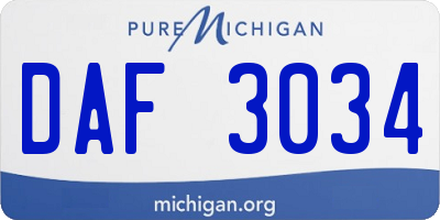 MI license plate DAF3034