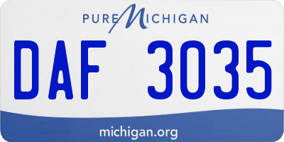 MI license plate DAF3035