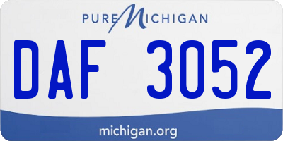 MI license plate DAF3052