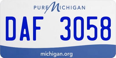 MI license plate DAF3058