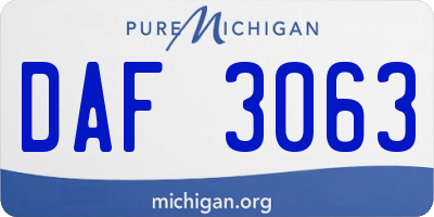 MI license plate DAF3063