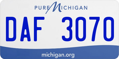 MI license plate DAF3070