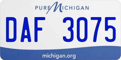 MI license plate DAF3075