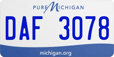 MI license plate DAF3078