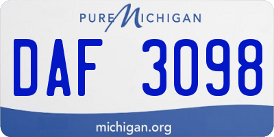 MI license plate DAF3098