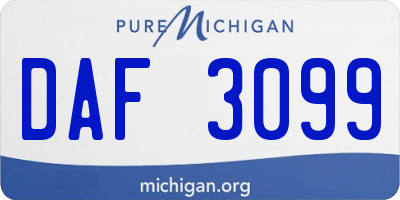 MI license plate DAF3099