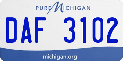 MI license plate DAF3102