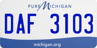 MI license plate DAF3103