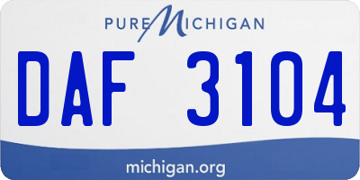 MI license plate DAF3104