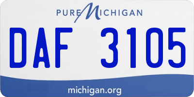 MI license plate DAF3105