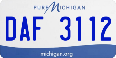 MI license plate DAF3112