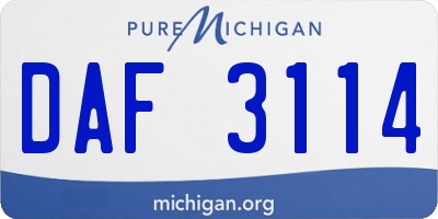 MI license plate DAF3114