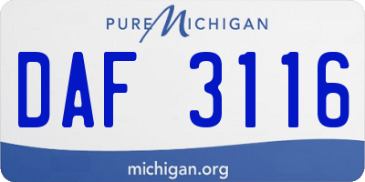 MI license plate DAF3116