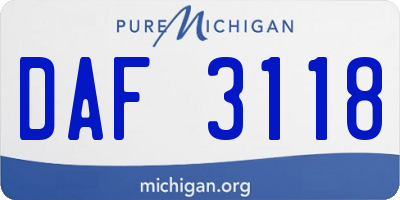MI license plate DAF3118