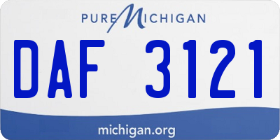 MI license plate DAF3121