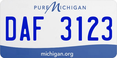 MI license plate DAF3123