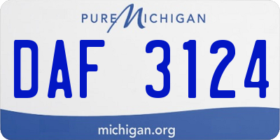 MI license plate DAF3124