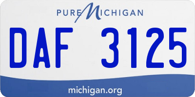 MI license plate DAF3125