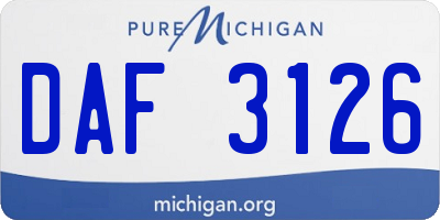 MI license plate DAF3126