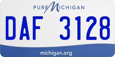 MI license plate DAF3128