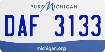 MI license plate DAF3133