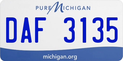 MI license plate DAF3135