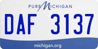 MI license plate DAF3137