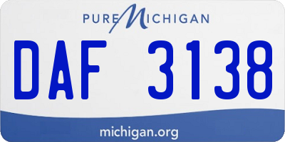 MI license plate DAF3138