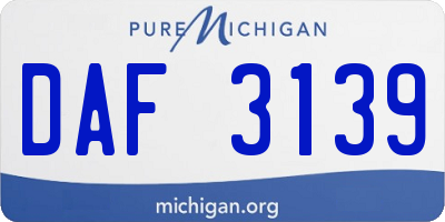 MI license plate DAF3139
