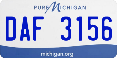 MI license plate DAF3156
