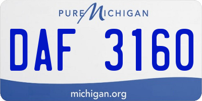 MI license plate DAF3160