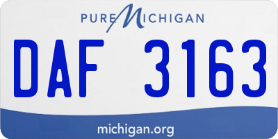 MI license plate DAF3163