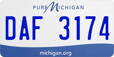 MI license plate DAF3174