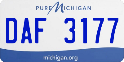 MI license plate DAF3177