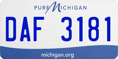 MI license plate DAF3181