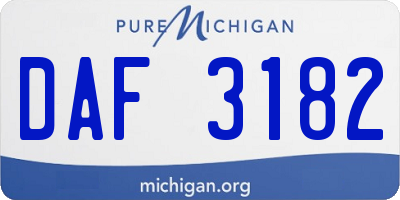 MI license plate DAF3182